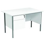 Serrion Rectangular 2 Drawer Pedestal 4 Leg Desk 1200x750x730mm White KF800037 KF800037