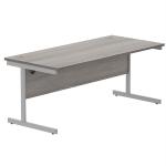 Astin Rectangular Single Upright Cantilever Desk 1800x800x730mm Grey Oak/Silver KF800040 KF800040