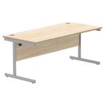 Astin Rectangular Single Upright Cantilever Desk 1800x800x730mm Oak/Silver KF800041 KF800041