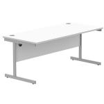 Astin Rectangular Single Upright Cantilever Desk 1800x800x730mm White/Silver KF800042 KF800042