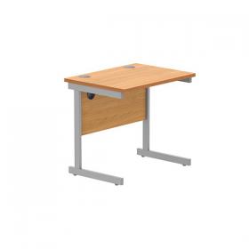 Astin Rectangular Single Upright Cantilever Desk 800x600x730mm Beech/Silver KF800044 KF800044