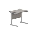 Astin Rectangular Single Upright Cantilever Desk 800x600x730mm Grey Oak/Silver KF800045 KF800045