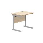 Astin Rectangular Single Upright Cantilever Desk 800x600x730mm Oak/Silver KF800046 KF800046