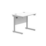 Astin Rectangular Single Upright Cantilever Desk 800x600x730mm White/Silver KF800047 KF800047