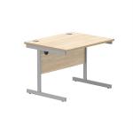 Astin Rectangular Single Upright Cantilever Desk 800x800x730mm Oak/Silver KF800050 KF800050