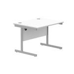 Astin Rectangular Single Upright Cantilever Desk 800x800x730mm White/Silver KF800051 KF800051