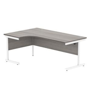 Image of Astin Radial Left Hand Single Upright Desk 1800x1200x730mm GreyWhite