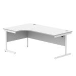 Astin Radial Left Hand Single Upright Desk 1800x1200x730mm White/White KF800055 KF800055