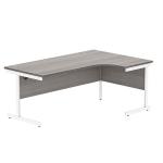 Astin Radial Right Hand Single Upright Desk 1800x1200x730mm Grey Oak/White KF800057 KF800057