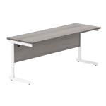 Astin Rectangular Single Upright Cantilever Desk 1800x600x730mm Grey Oak/White KF800062 KF800062