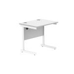 Astin Rectangular Single Upright Cantilever Desk 800x600x730mm White/White KF800074 KF800074