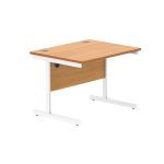 Astin Rectangular Single Upright Cantilever Desk 800x800x730mm Beech/White KF800075 KF800075