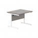 Astin Rectangular Single Upright Cantilever Desk 800x800x730mm Grey Oak/White KF800076 KF800076