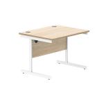 Astin Rectangular Single Upright Cantilever Desk 800x800x730mm Oak/White KF800077 KF800077