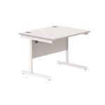 Astin Rectangular Single Upright Cantilever Desk 800x800x730mm White/White KF800078 KF800078