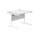 Astin Rectangular Single Upright Cantilever Desk 800x800x730mm White/White KF800078 KF800078