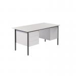 Serrion Rectangular Double Pedestal 4 Leg Desk 1500x750x730mm White KF800093 KF800093