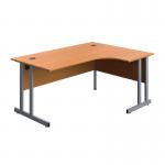 Serrion Twin Upright Right Hand Corner Desk 1600x1200x730mm BeechSilver KF800232 KF800232