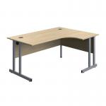 Serrion Twin Upright Right Hand Corner Desk 1600x1200x730mm OakSilver KF800257 KF800257