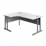 Serrion Twin Upright Left Hand Corner Desk 1600x1200x730mm WhiteSilver KF800277 KF800277