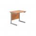 Jemini Single Rectangular Desk 800x600x730mm Beech/Silver KF800289 KF800289