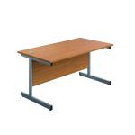 Jemini Single Rectangular Desk 800x600x730mm Nova Oak/Silver KF800300 KF800300