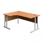 Serrion Twin Upright Left Hand Corner Desk 1600x1200x730mm BeechWhite KF800302 KF800302