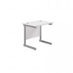 Jemini Single Rectangular Desk 800x600x730mm White/Silver KF800316 KF800316