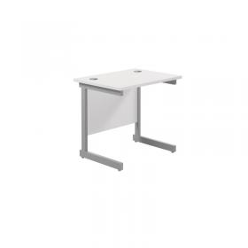 Jemini Single Rectangular Desk 800x600x730mm White/Silver KF800316 KF800316