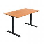 Serrion Single Motor SitStand Desk 1400x800x730-1220mm BeechBlack KF800320 KF800320