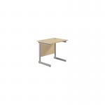 Jemini Single Rectangular Desk 800x600x730mm Maple/Silver KF800322 KF800322