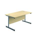 Jemini Single Rectangular Desk 800x600x730mm Maple/Silver KF800322 KF800322
