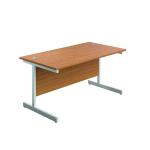 Jemini Single Rectangular Desk 800x600x730mm Nova Oak/White KF800363 KF800363