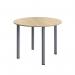 Serrion Pole Leg Round Meeting Table 1000x1000x730mm OakSilver KF800369 KF800369