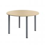 Serrion Pole Leg Round Meeting Table 1200x1200x730mm OakSilver KF800370 KF800370