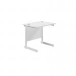 Jemini Single Rectangular Desk 800x600x730mm White/White KF800379 KF800379