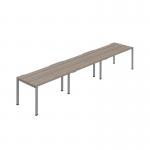 Jemini Three Person Bench Desk 1400x800mm Grey OakSilver (Set of 3) KF800407 KF800407