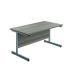 Jemini Single Rectangular Desk 1200x600x730mm Grey Oak/Silver KF800412