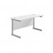 Jemini Single Rectangular Desk 1200x600x730mm White/Silver KF800431 KF800431