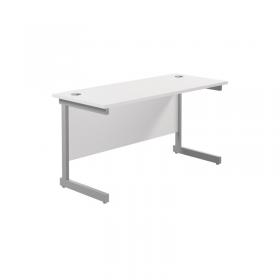 VOW Jemini Single Rectangular Desk 1200x600x730mm WhiteSilver KF800431 KF800431