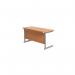 Jemini Single Rectangular Desk 1400x600x730mm Beech/Silver KF800524 KF800524