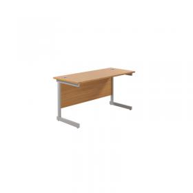 VOW Jemini Single Rectangular Desk 1400x600x730mm Nova OakSilver KF800543 KF800543
