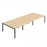 Jemini Six Person Back-to-Back Bench Desk 1400x800mm Nova OakBlack (Set of 3) KF800558 KF800558