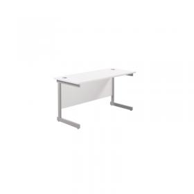 Jemini Single Rectangular Desk 1400x600x730mm White/Silver KF800559 KF800559