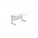 Jemini Single Rectangular Desk 1400x600x730mm White/Silver KF800559 KF800559