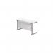 Jemini Single Rectangular Desk 1400x600x730mm White/Silver KF800559 KF800559