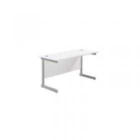VOW Jemini Single Rectangular Desk 1400x600x730mm WhiteSilver KF800559 KF800559