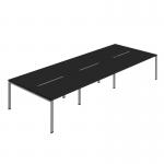 Jemini Six Person Back-to-Back Bench Desk 1600x800mm BlackSilver (Set of 3) KF800570 KF800570