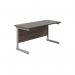 Jemini Single Rectangular Desk 1400x600x730mm Dark Walnut/Silver KF800571 KF800571