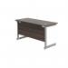 Jemini Single Rectangular Desk 1400x600x730mm Dark Walnut/Silver KF800571 KF800571